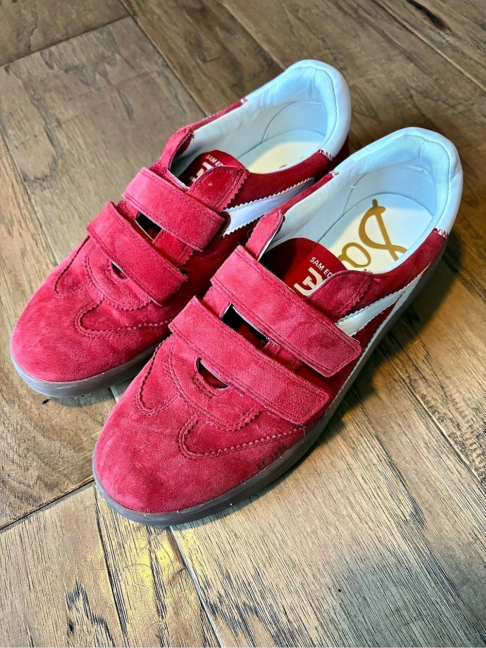 Sam Edelman SE/1980 Retro Suede Velcro Sneaker Sneakers Red & White US 9
